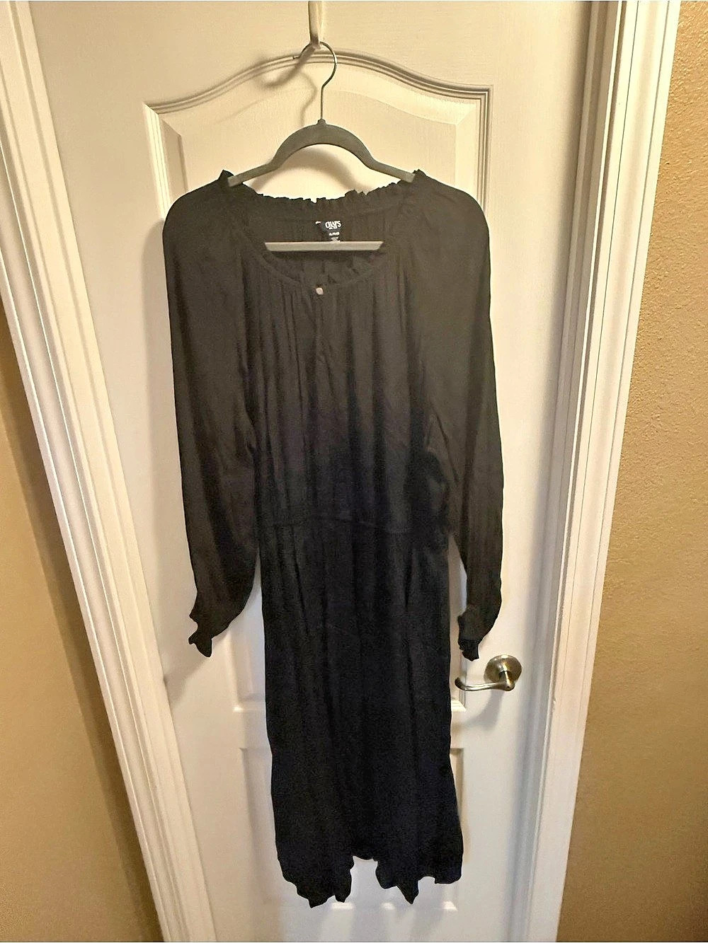 Chaps Women's Peasant Midi Dress Black Size XL